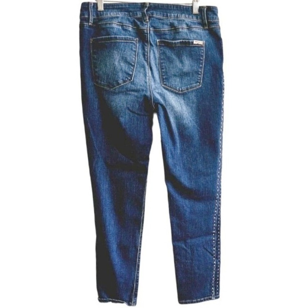 White House Black Market Slim Ankle Studded Jeans Size 10 Mid Wash - Picture 2 of 14